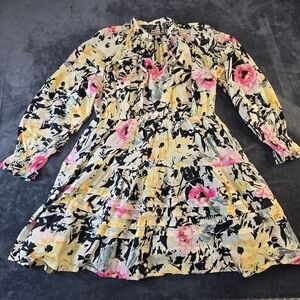 Lauren Ralph Lauren Dress Black Label Floral Cotton Voile Boho Size 14